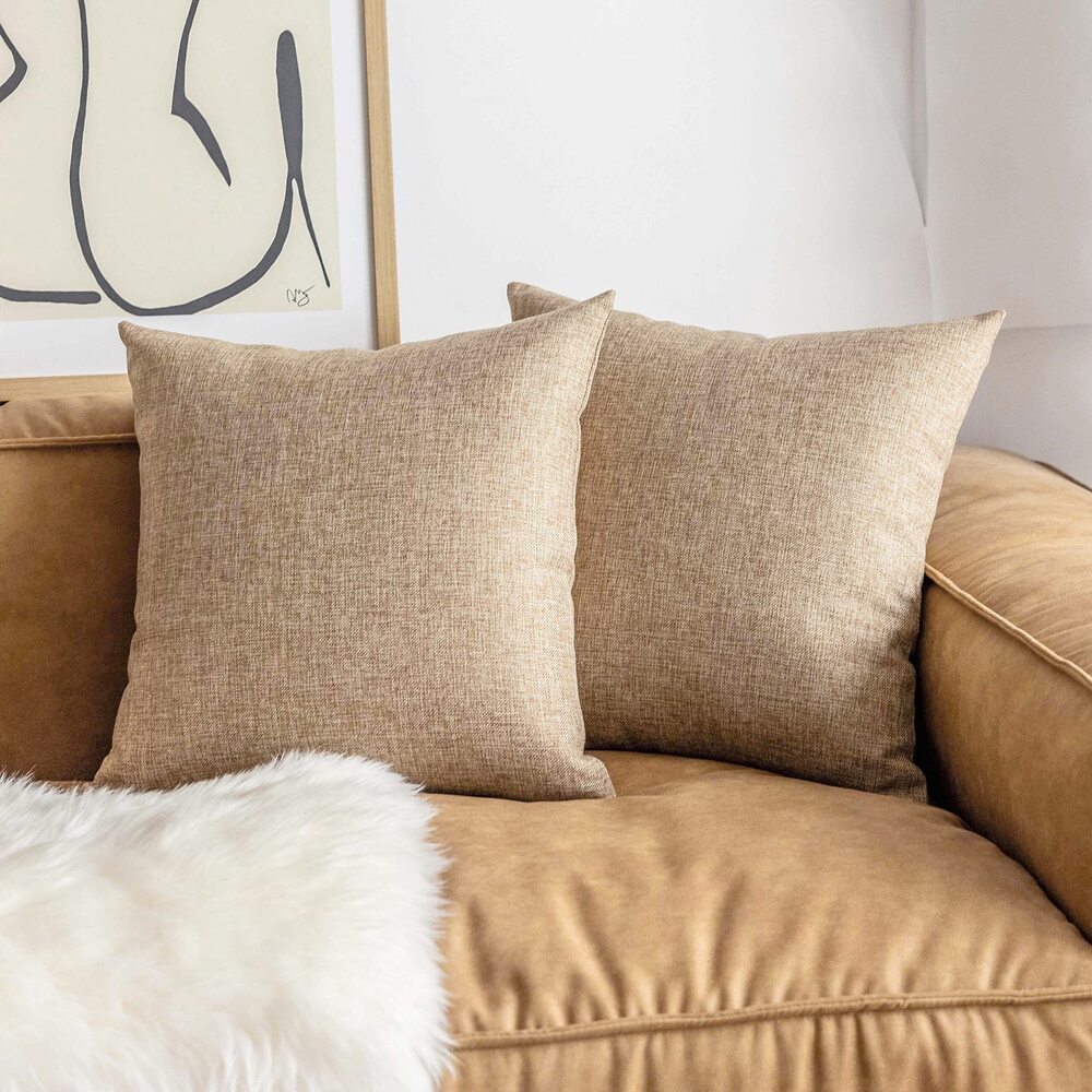 3569 Linen Pillow Covers 24x24 Set of 2 Soft Square Farmhouse Throw Pillows